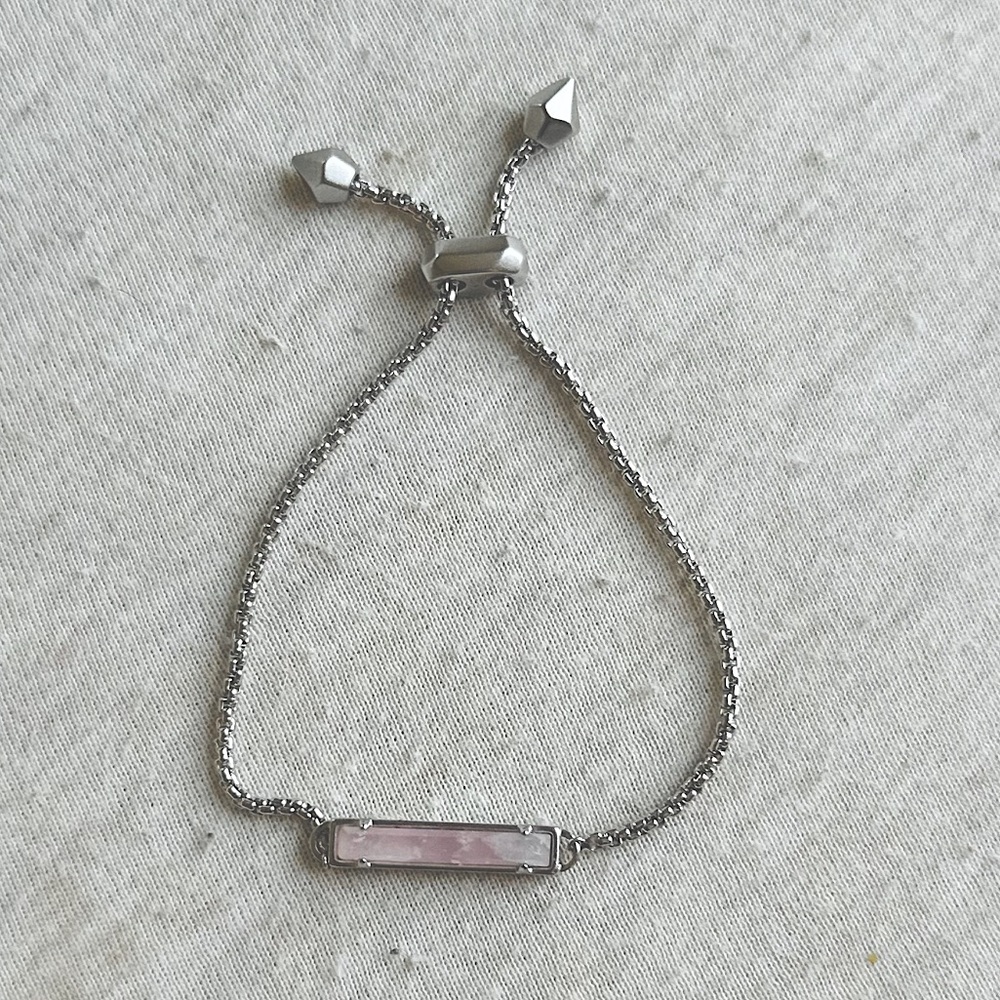 Kendra Scott rose quartz silver bracelet